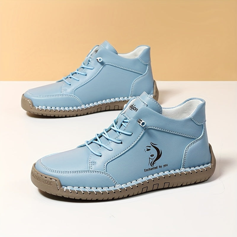 Women's Ankle Boots Leather Breathable Microfiber Non-Slip Casual Sneakers