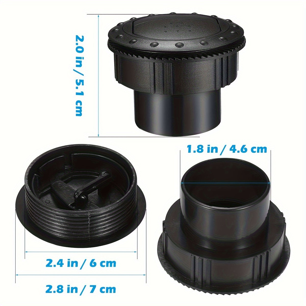 60mm Qora Kulrang dumaloq avtomobil ventilyatsiya chiqishi ABS plastmassa uchun RV ATV avtobus elektr transporti