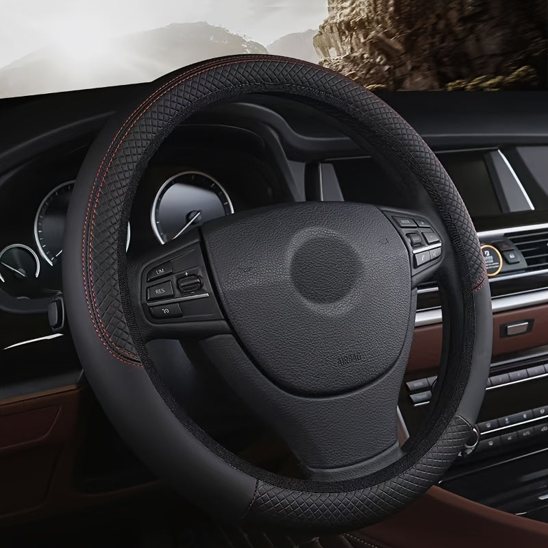 Universal Faux Leather 15 Inch Car Steering Wheel Cover Anti-Slip Auto Interior