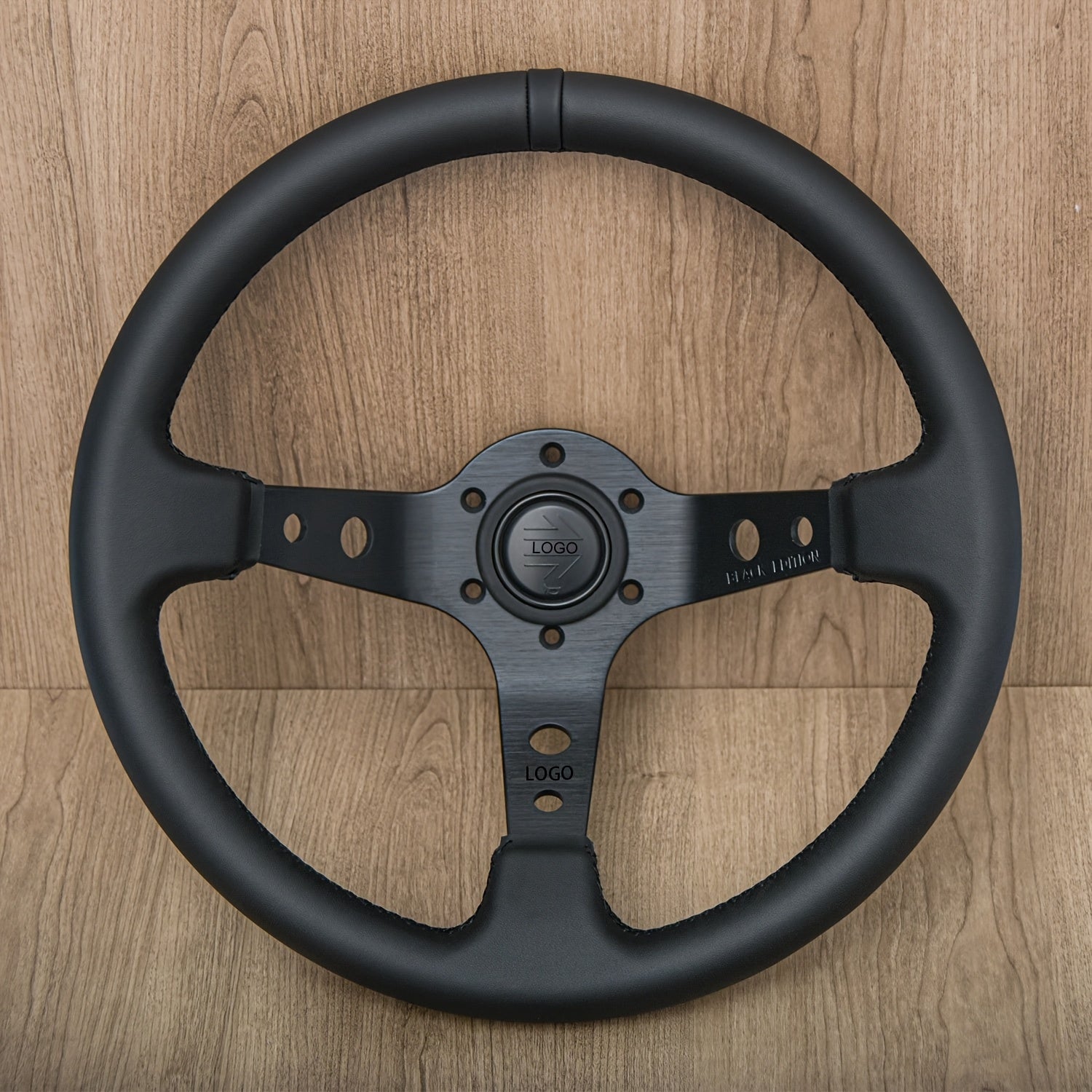 Qora 350mm poyga roli drifting sintetik charmash | Ergonomik tutqich