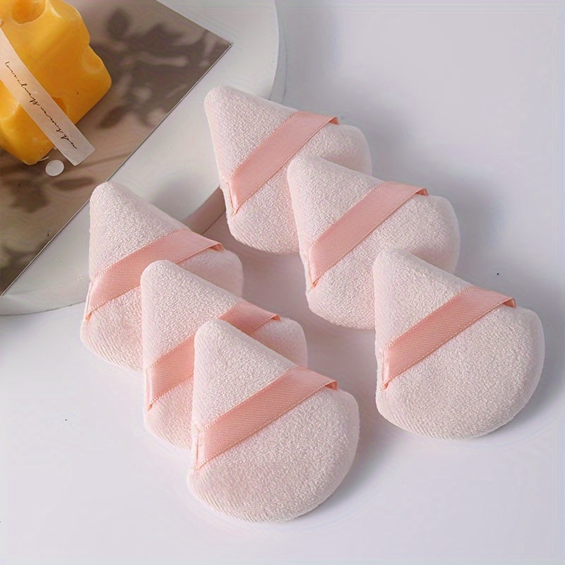 6pcs Pink Flocking Triangular Makeup Sponges for Foundation and Skincare