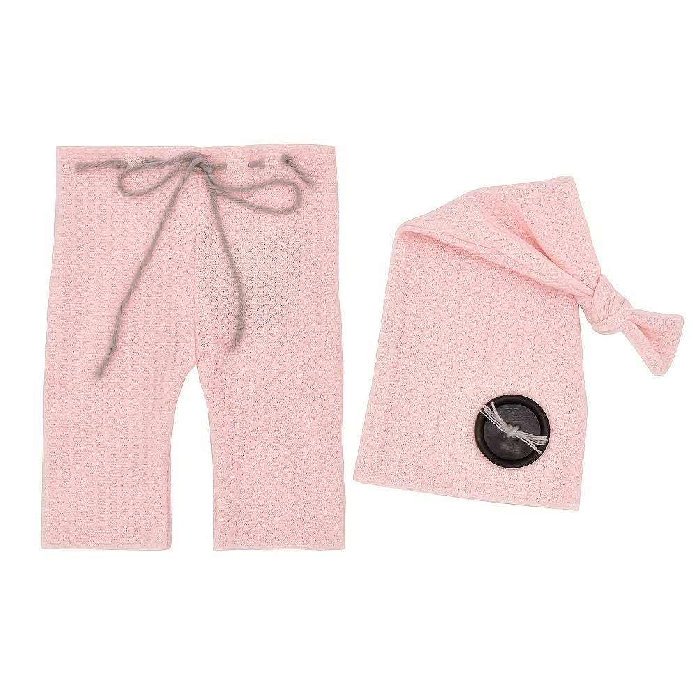 Baby Boy 2-Piece Pants and Cap Set Cotton Photo Outfit