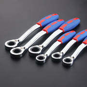 Унисекс пластиковый двухсторонний трещоточный ключ 8-19мм с изогнутой рукояткой