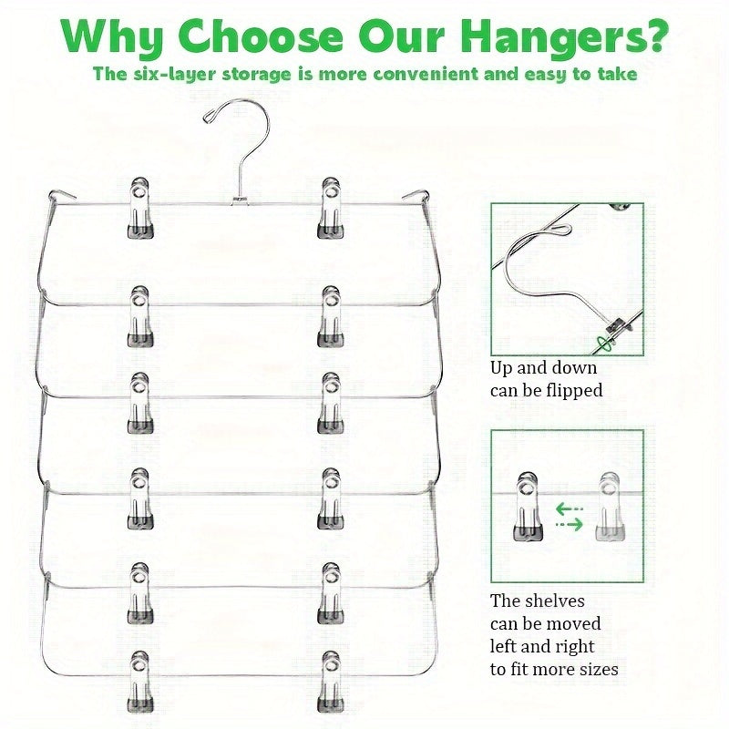 Clip de pantalones plegable de acero inoxidable para organización de ropa en armario