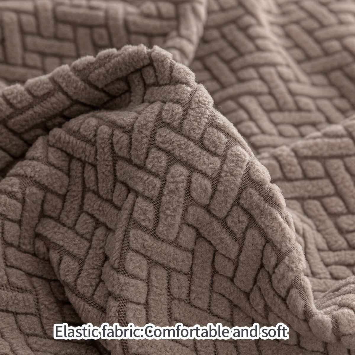 Checkered Pattern Polar Fleece Sofa Cover Boho Style Stretch Fabric Stain and Pet Scratch Protection