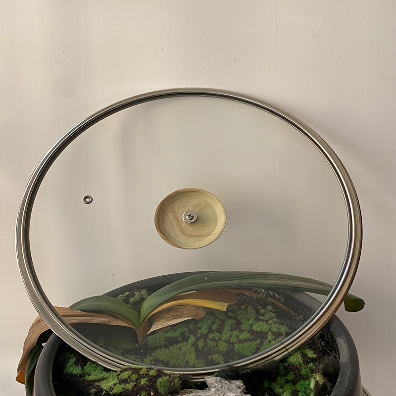 Large Tempered Glass Cookware Lid with Wooden Handle 36cm for Woks and Pans