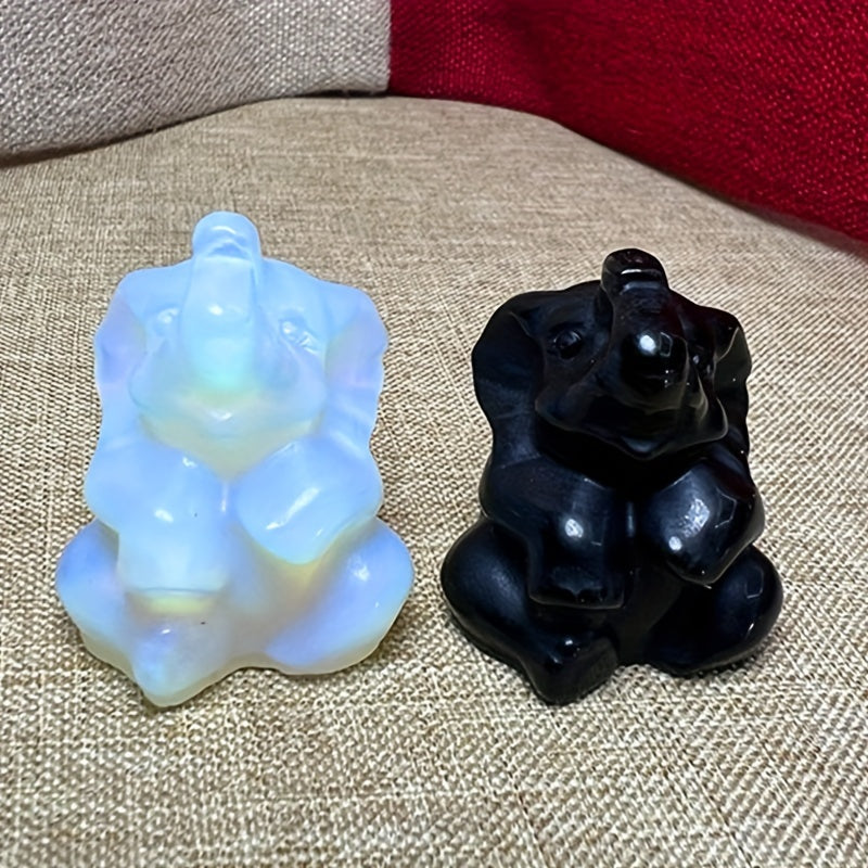 Quartz Crystal Elephant Figurine Decorative Desk Ornament Gift for Elephant Lovers