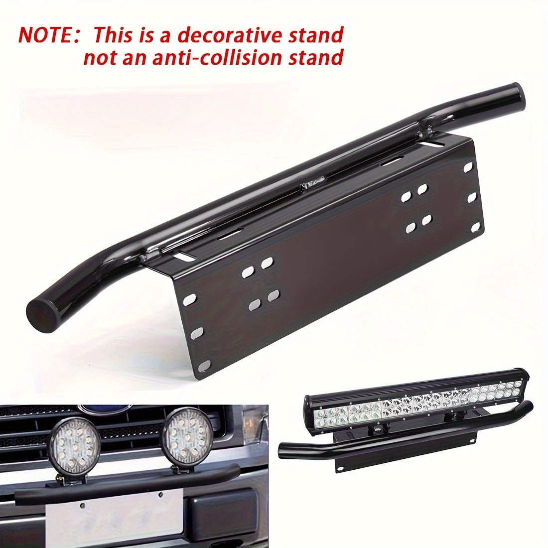 Marco de faro de coche universal para placa de matrícula luz auxiliar para todoterreno