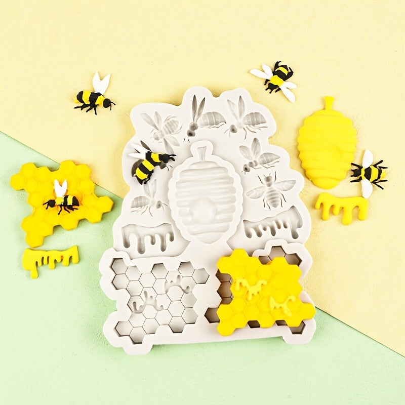 Силиконовая форма для выпечки с рисунком пчелы и сот — идеально подходит для самостоятельного изготовления шоколада, помадки и конфет, а также для креативного украшения тортов замысловатыми узорами в виде пчел.