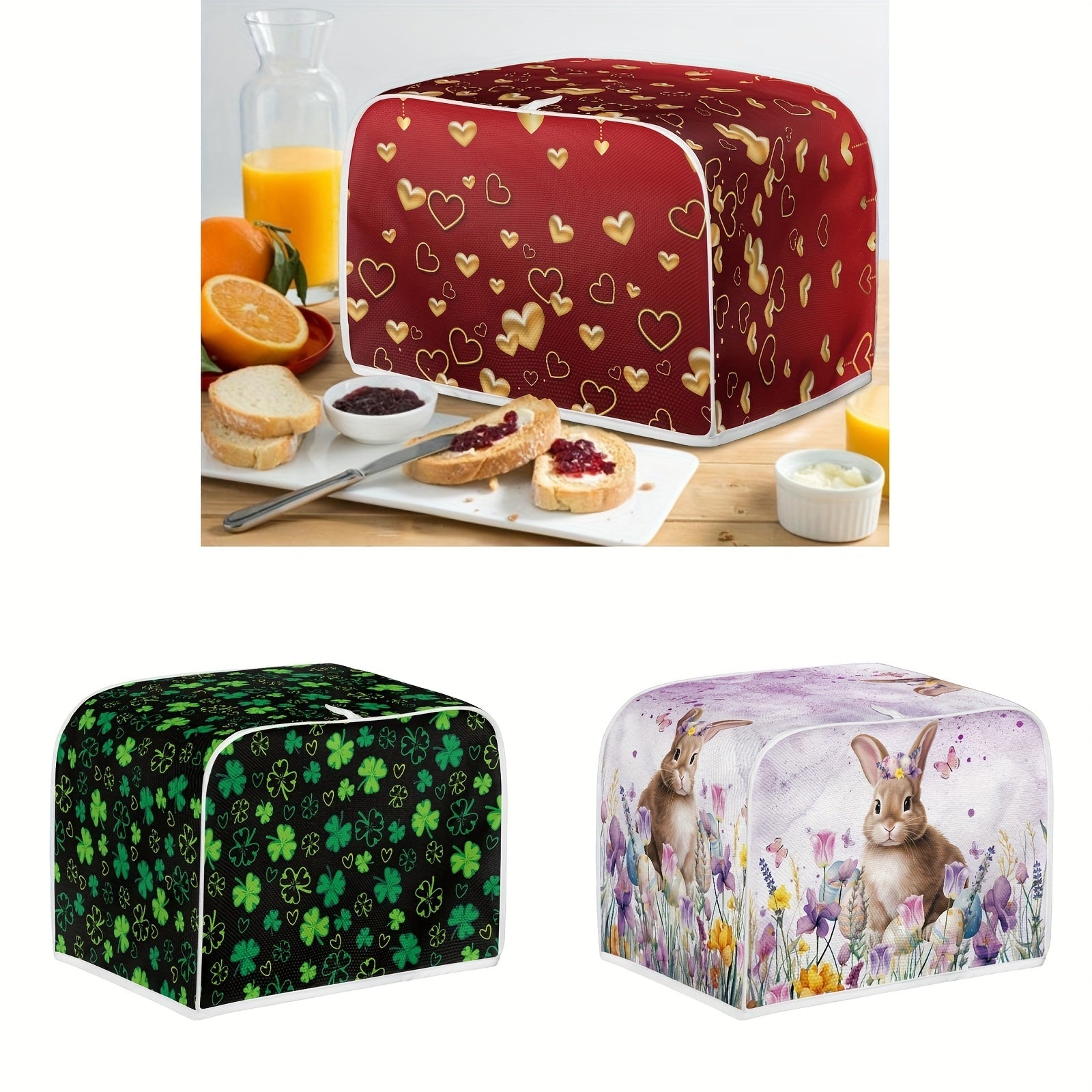 Polyester Toaster Cover for 2-Slice Protects Against Dust and Fingerprints Festive Holiday Print Easy to Clean Fits Most Toasters Eco-Friendly Kitchen Decor