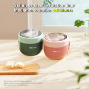 Katta zanglamaydigan po'latdan yasalgan nonushta kubogi 600ml izolyatsiyalangan sho'rva chashkasi va bukadigan qoshiq bilan