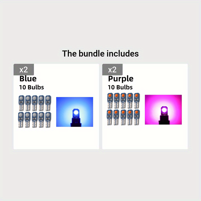 10 Pieces T5 LED Car Dashboard Lights 12V DC Instrument Panel Indicator