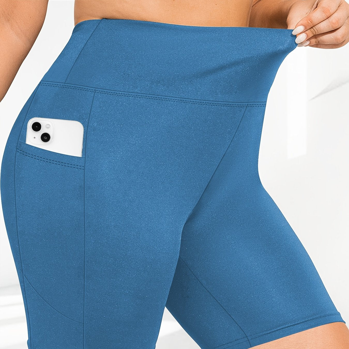 Женские шорты для йоги с высокой талией и карманами, дышащие с эластичной тканью