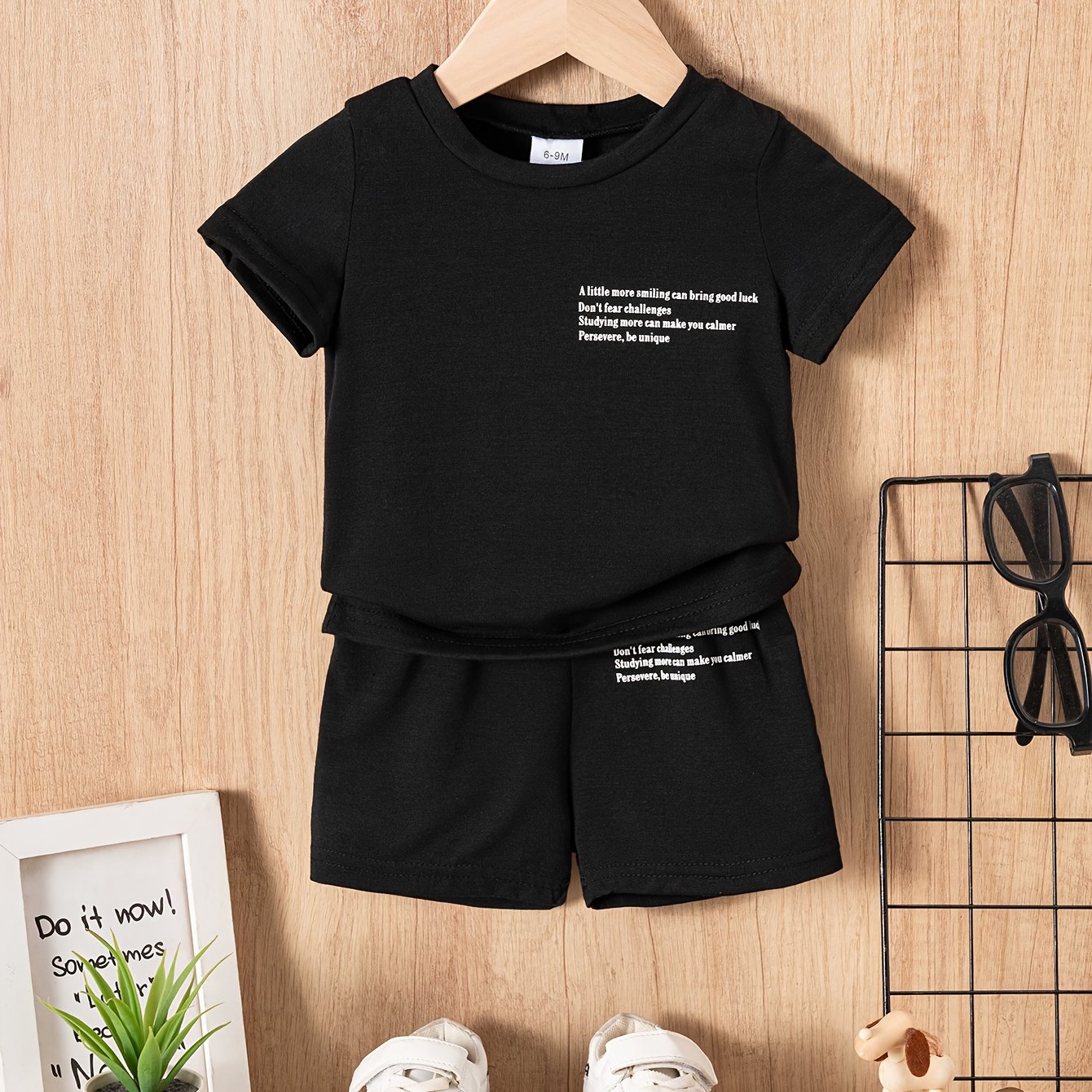 Baby Boy Clothing Set 2pcs Slogan T-Shirt and Shorts Summer Cotton Knit