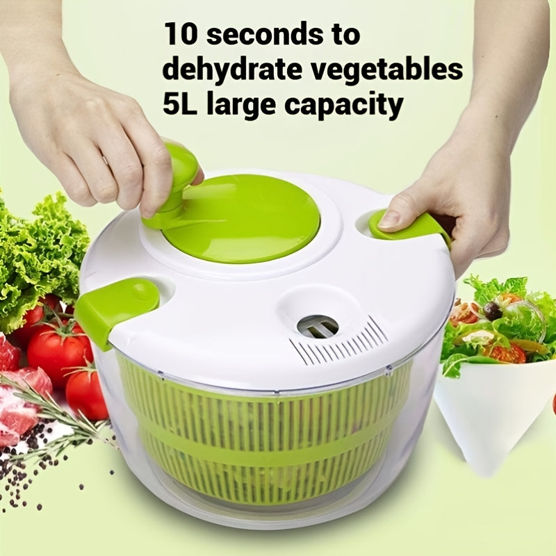 Plastic Salad Spinner Vegetable Dryer Manual No Electricity Kitchen Tool