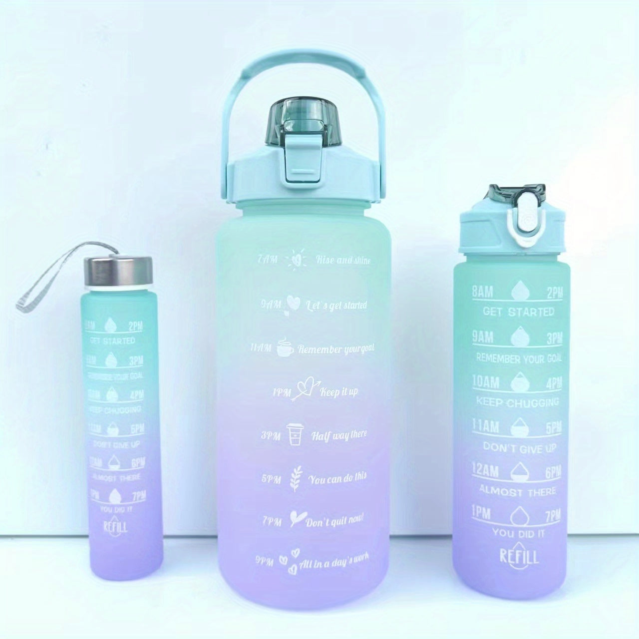 Suv o'tkazmaydigan sport suv idishlari, qalamcha, vaqt belgilovchi va turli o'lchamlar - ofis, maktab, sport zalida va mashg'ulotlar uchun ideal - motivatsion va mustahkam - maktabga qaytish uchun zarur narsalar.