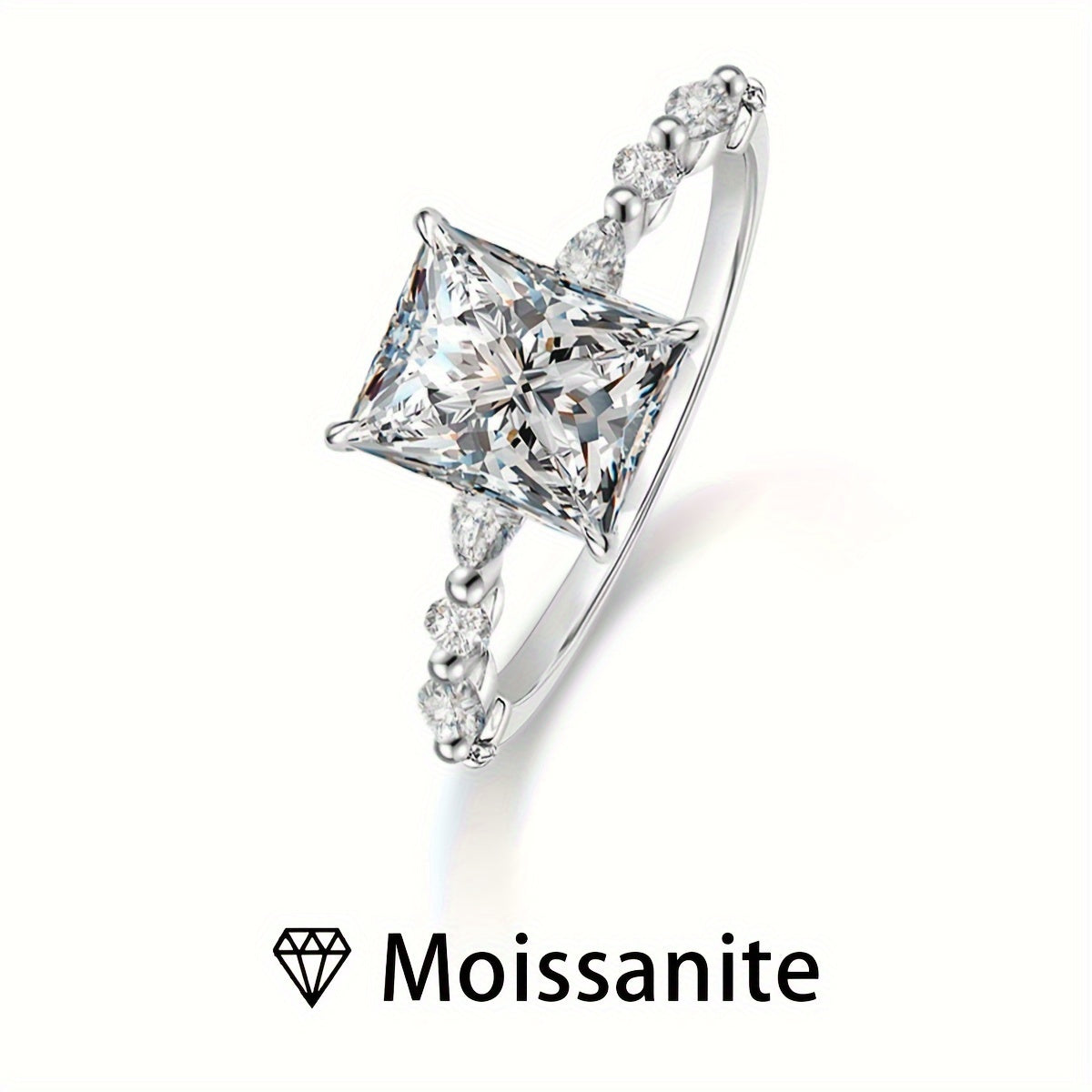 Women’s Boho Style 2 Carat Moissanite Engagement Ring Sterling Silver Wedding Jewelry