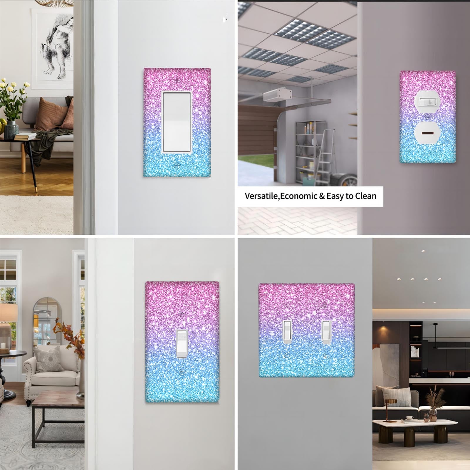 Pink Starry Sky Wall Plate for Light Switches Indoor Outdoor Decor Reusable Celestial Cover