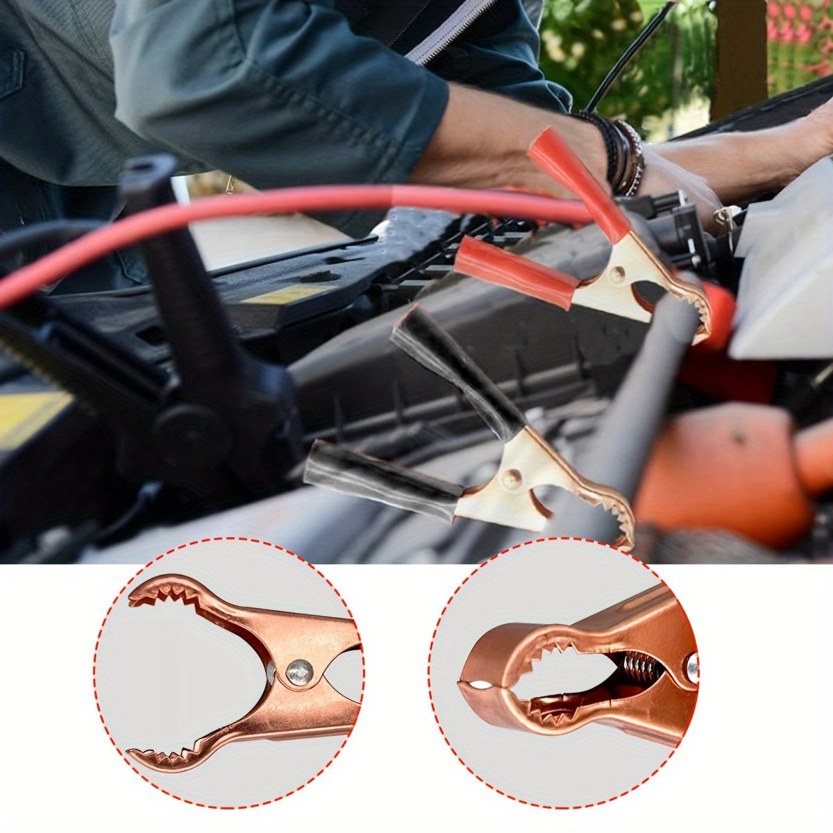 4Pcs 50A Metal Insulated Alligator Clips Black Red Heavy Duty Battery Clamps