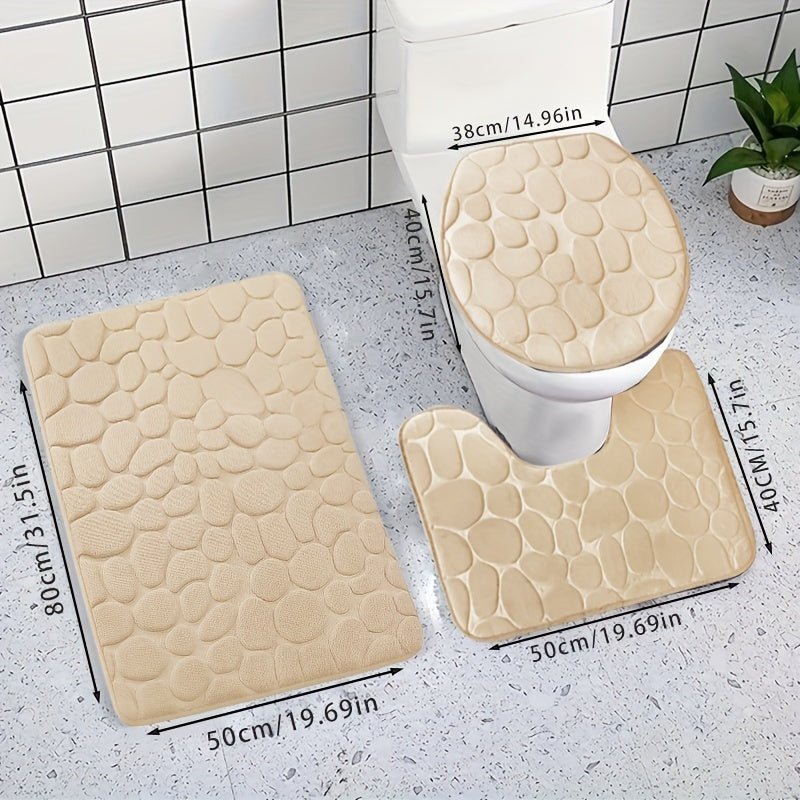 Conjunto de alfombrillas de espuma viscoelástica antideslizantes, de rápida absorción, lavables a máquina, para baño y ducha
