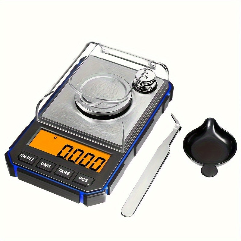 Mini Pocket Jewelry Scale 0.001g Food Safe with Calibration Weights and Tweezers