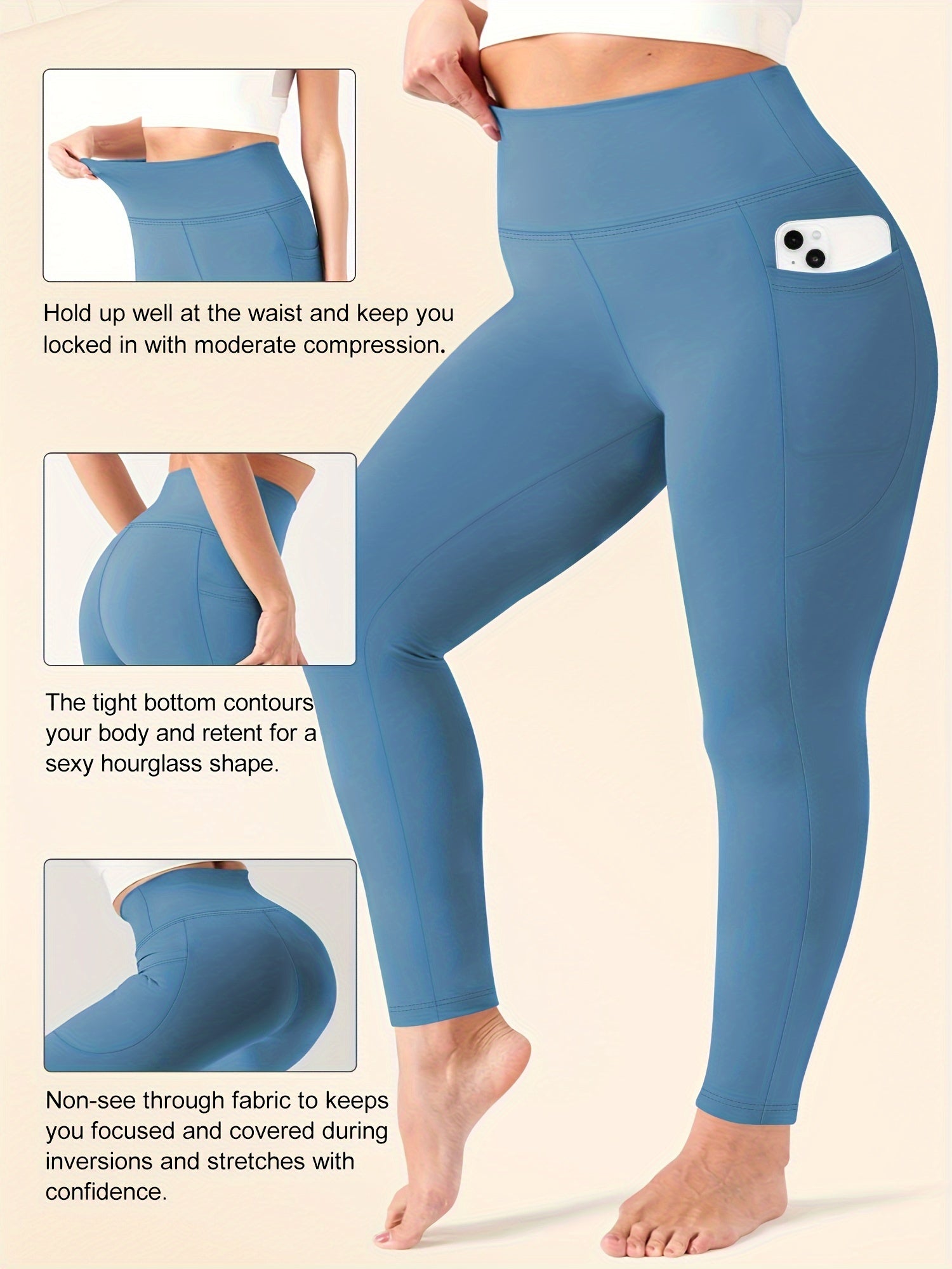 Leggings de talla grande con control de barriga y cintura alta con bolsillos y estampado de leopardo