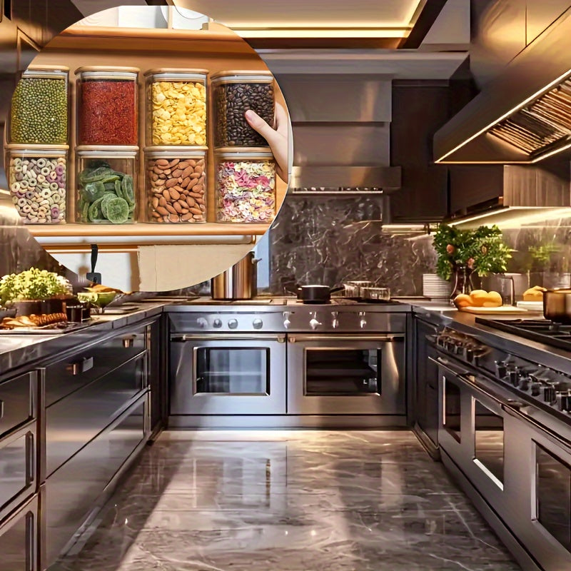 12-Piece Square Glass Spice Jar Set with Waterproof Labels and Bamboo Lids