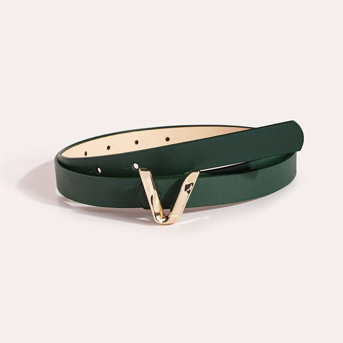 Women's Gold Belt with V-Shaped Buckle Minimalist Fashion Accessory