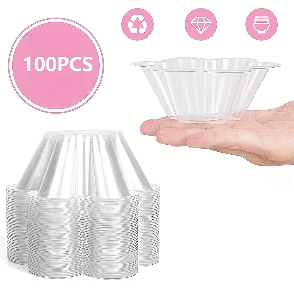 100 Pack 8oz Clear Plastic Ice Cream Cups Disposable Bowls for Sundaes Yogurt Parfaits