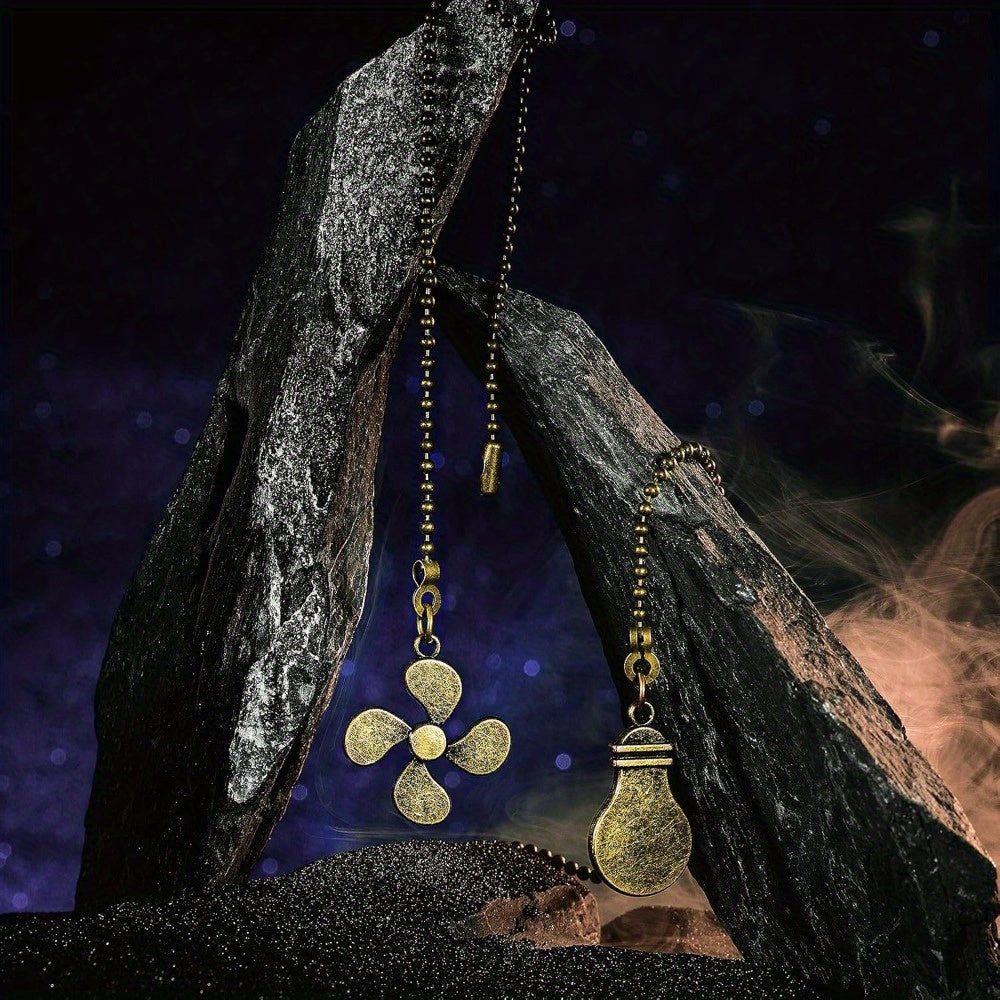 8pcs Bronze Star Ceiling Fan Pull Chains with 30.48cm Extension and Light Bulb Connector