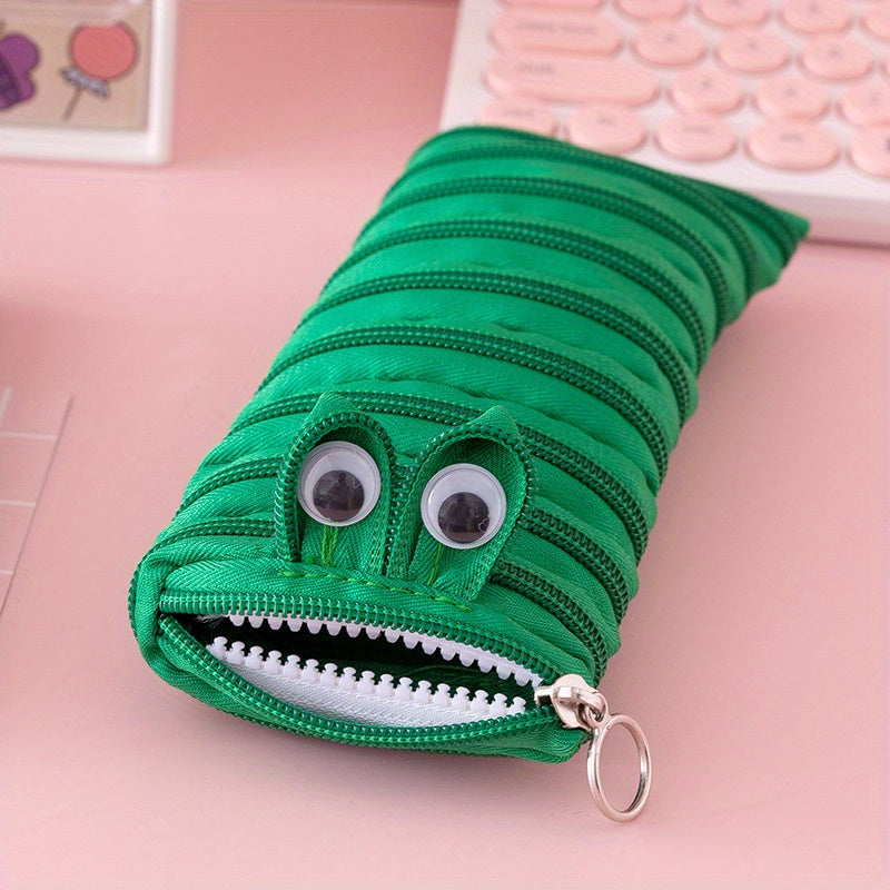 Cute Caterpillar Pencil Case with Large Capacity for Students and Makeup Storage