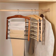 Multi-Layered Wooden Hanger for Pants Hats Scarves Belts Closet Organizer