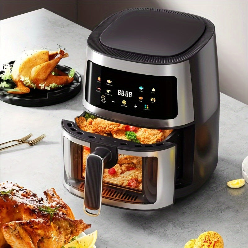 6L Air Fryer with Clear Window Black 6-in-1 Crispy Skin Roasting Dehydrating