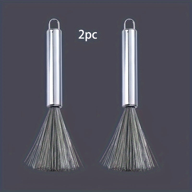 Set of 2 Stainless Steel Kitchen Scrubbers Non-Abrasive Cleaning Tools with Hanging Loop