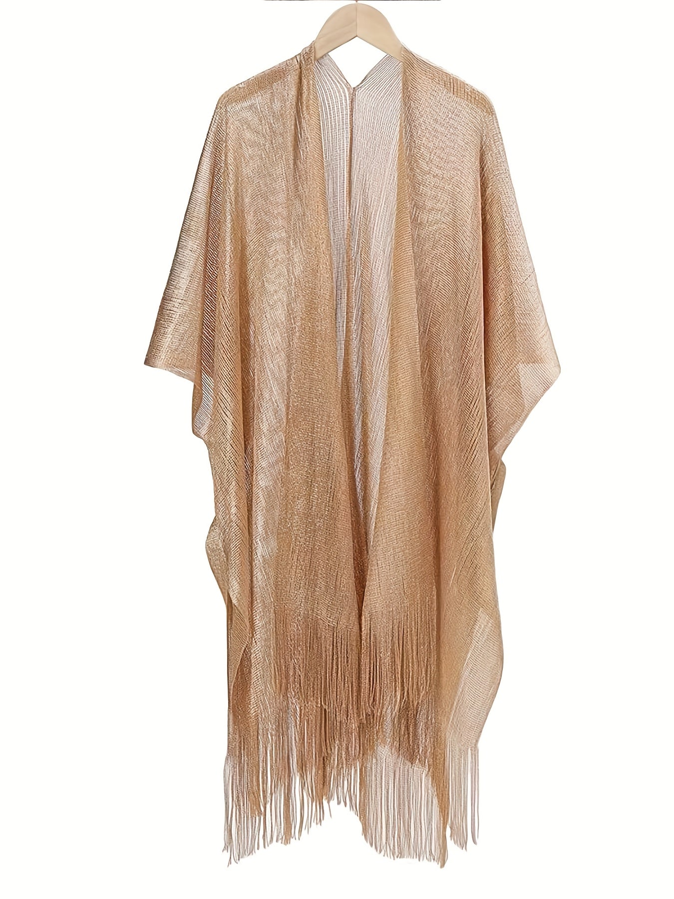 Women's Lightweight Scarf Shawl with Tassels and Cut-Out Design