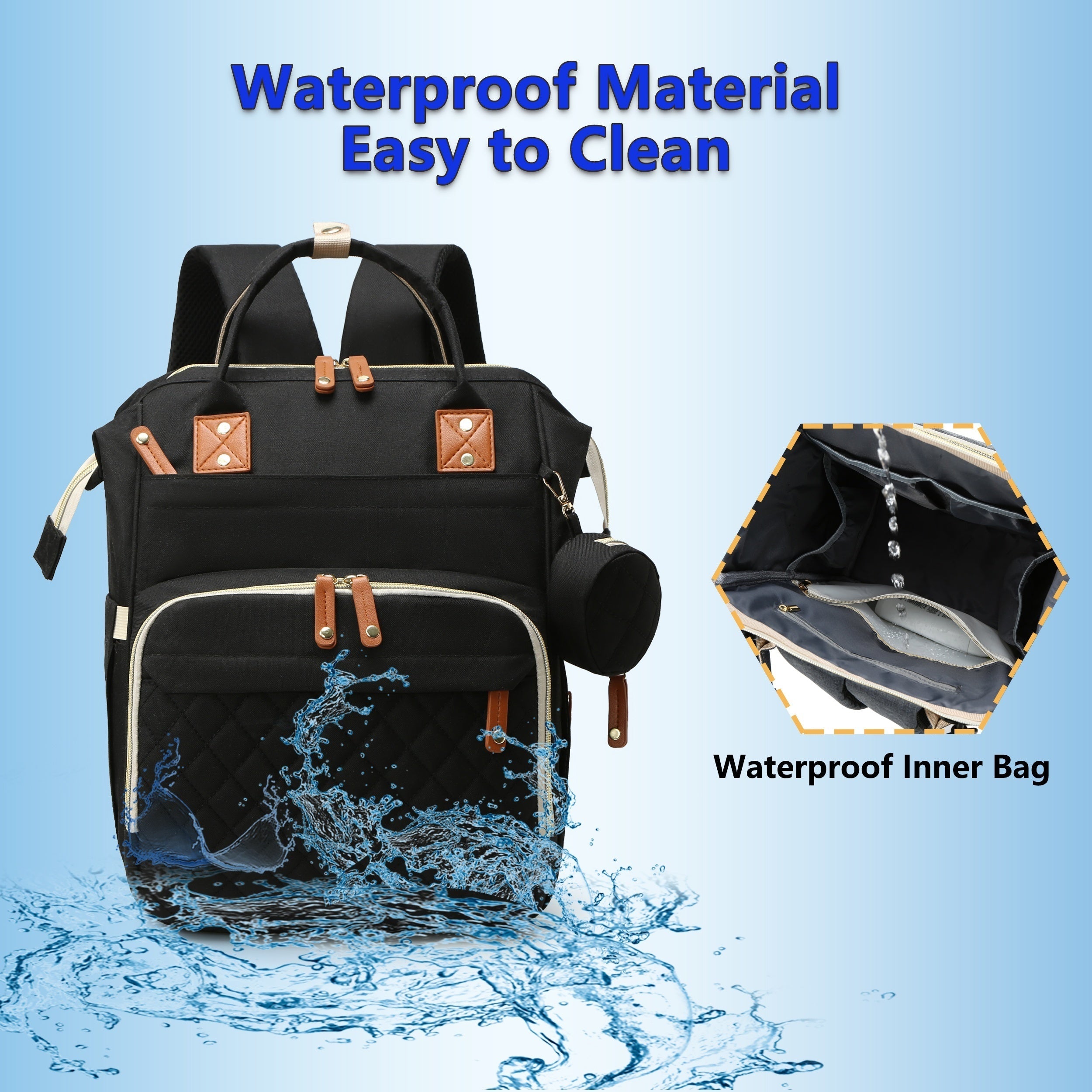 Diaper Bag Backpack Waterproof Travel Changing Station for Moms and Dads
