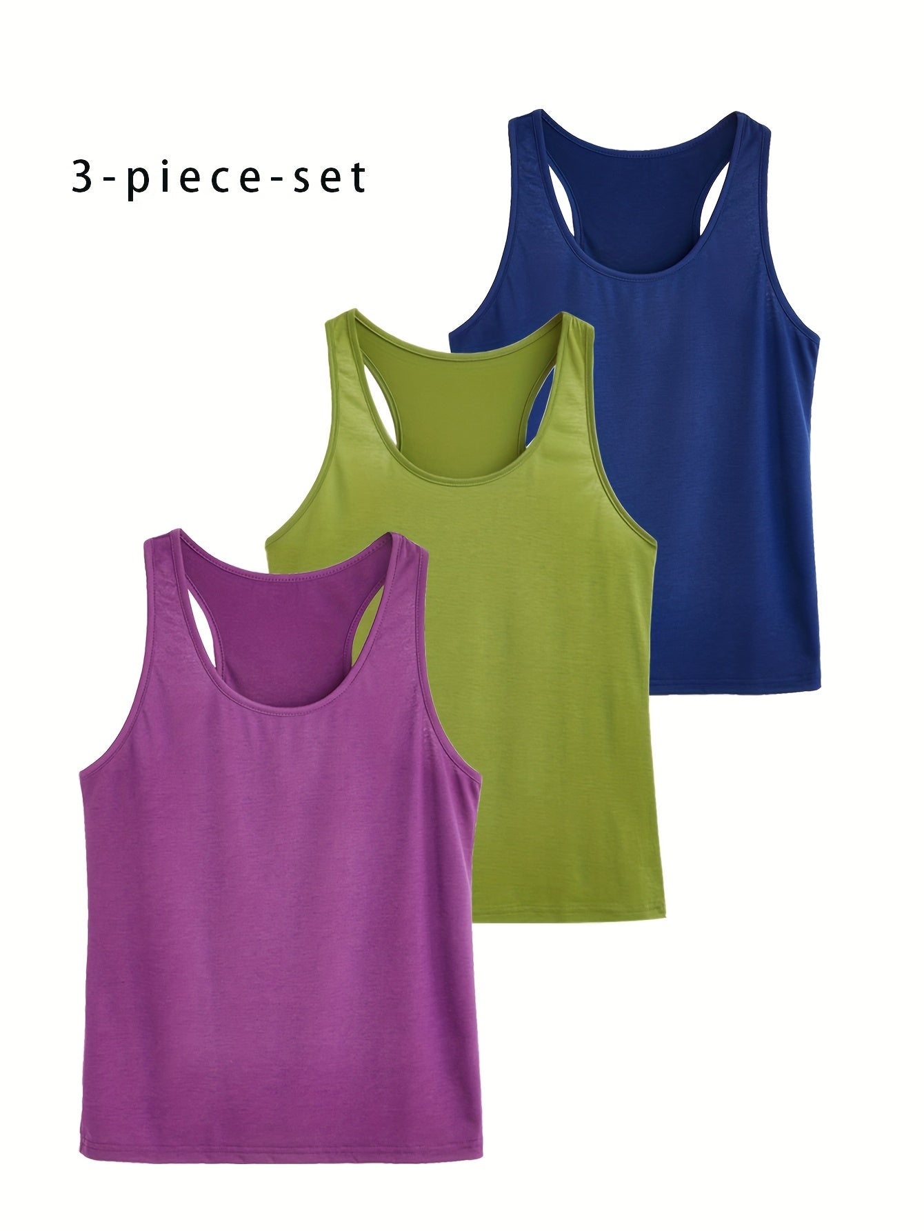 Women's Plus Size Casual Sports Off-Shoulder Vest 3-Pack Set