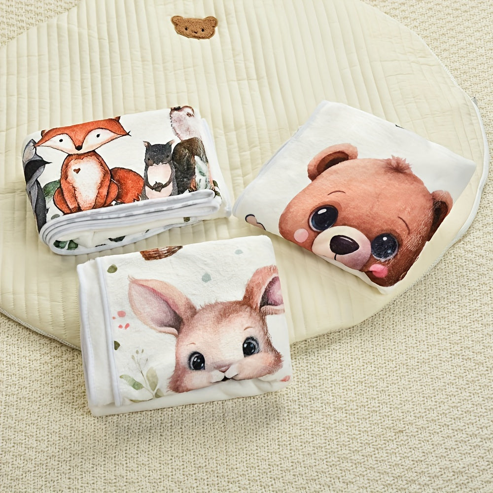 Animal Print Flannel Milestone Blanket for Newborns and Babies 74x39cm