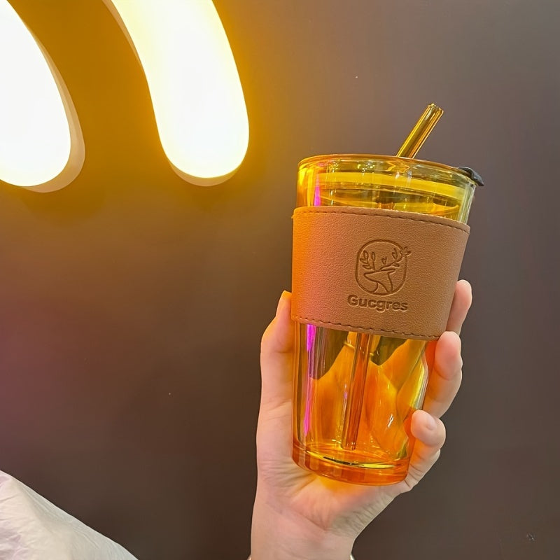 Glass Mug with Bamboo-Inspired Design, Large Capacity, Suitable for Coffee and Milk Tea