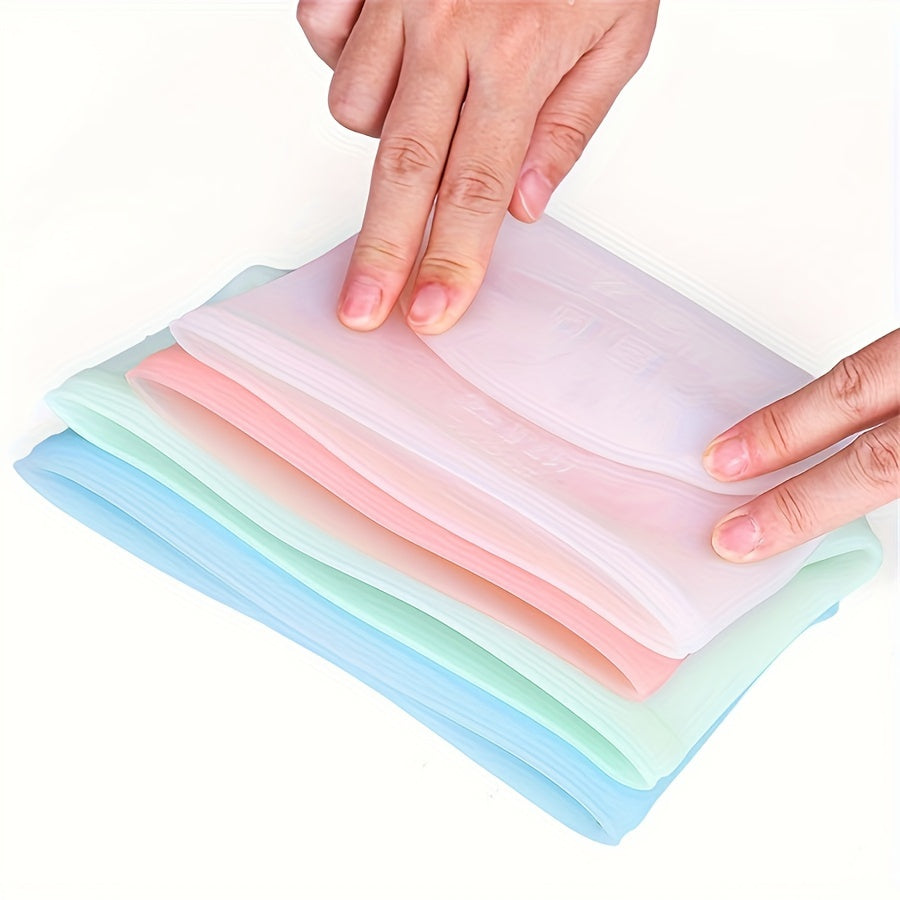 Qayta ishlatiladigan silikon oziq-ovqat saqlash sumkasi 500ml, oqmaslik uchun muhrlangan yangilik sumkasi, oziq-ovqat bilan aloqa darajasidagi muzlatgichda saqlash sumkasi