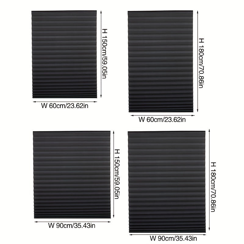 Blackout Door Curtain in Black or Coffee Brown Non-Woven Fabric Pleated Blinds for Kitchen Bathroom Living Room