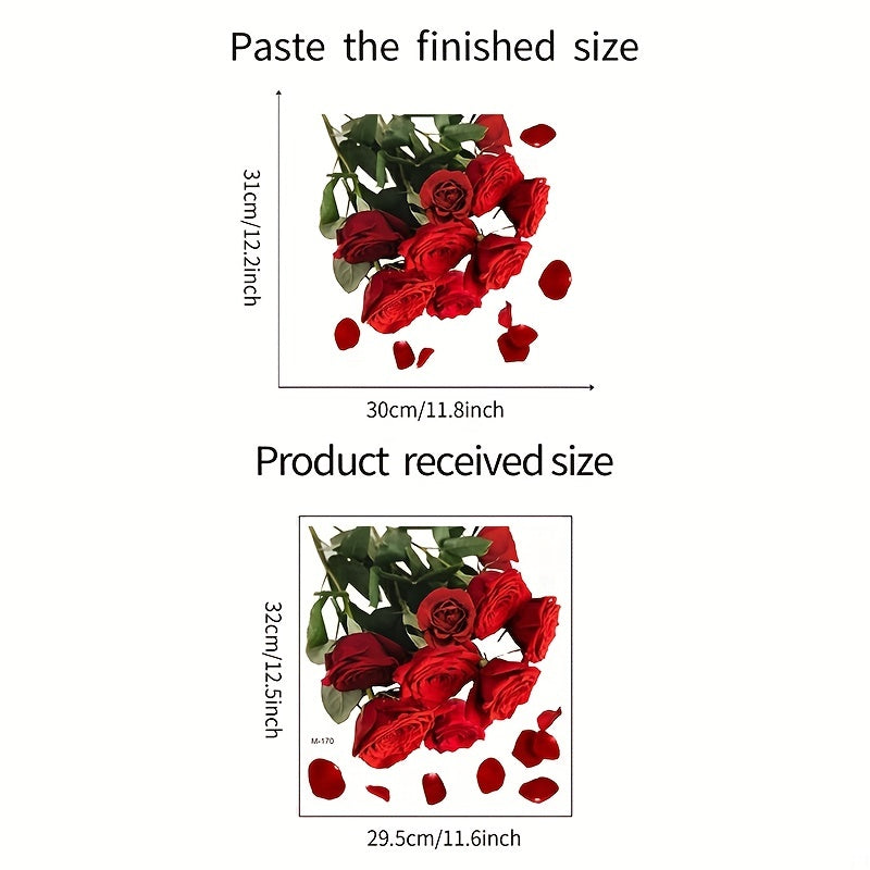 Qizil gul naqshli hojatxona qopqog'i dekali zamonaviy hammom bezaklari uchun.