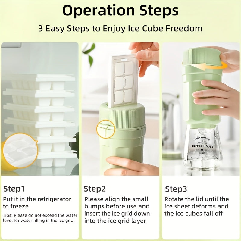 Rotating Ice Maker with Molds and Trays for Refrigerator Reusable Ice Cubes