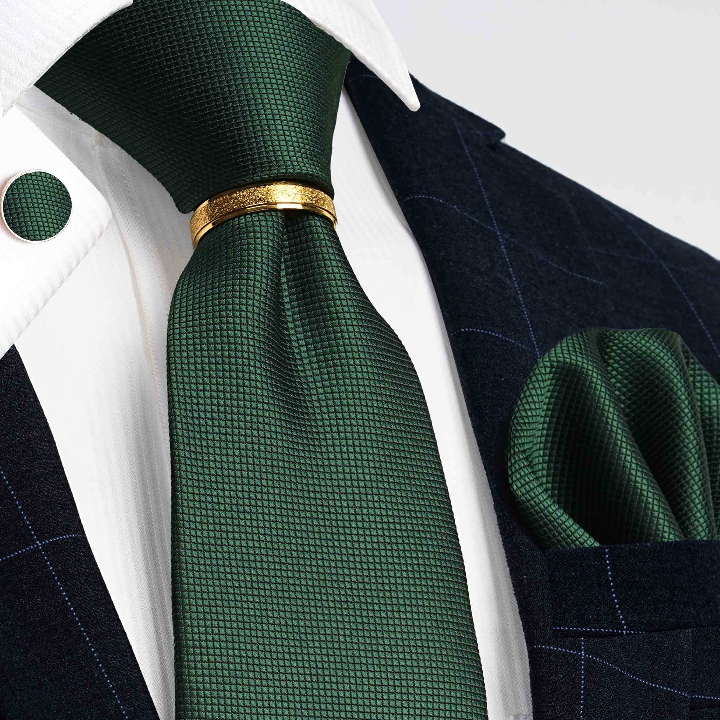 Men's 4-Piece Tie Set Necktie Pocket Square Cufflinks Gold Tie Clip for Weddings Groomsmen Business