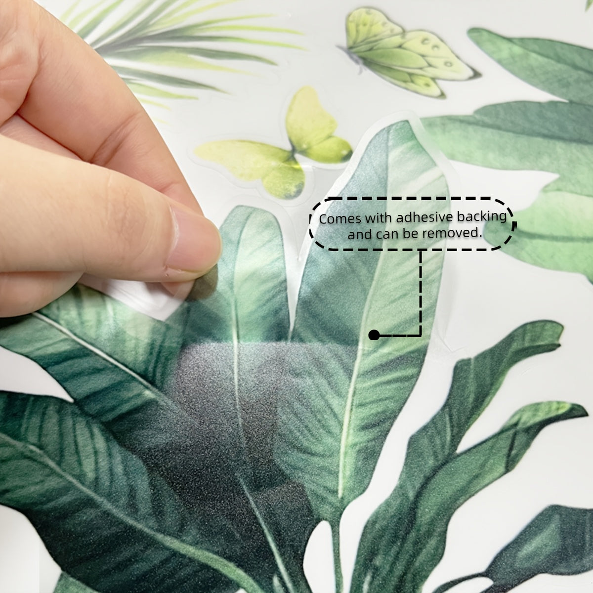 Adhesivo de pared con motivos de vegetación y mariposas para decoración de baño 30x90cm