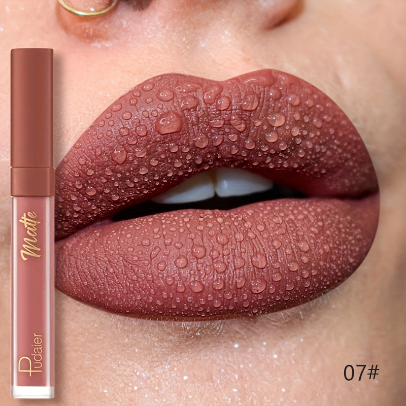 Long-Lasting Velvet Lip Glaze Matte Finish Waterproof Smudgeproof Lip Stain in Deep Brown
