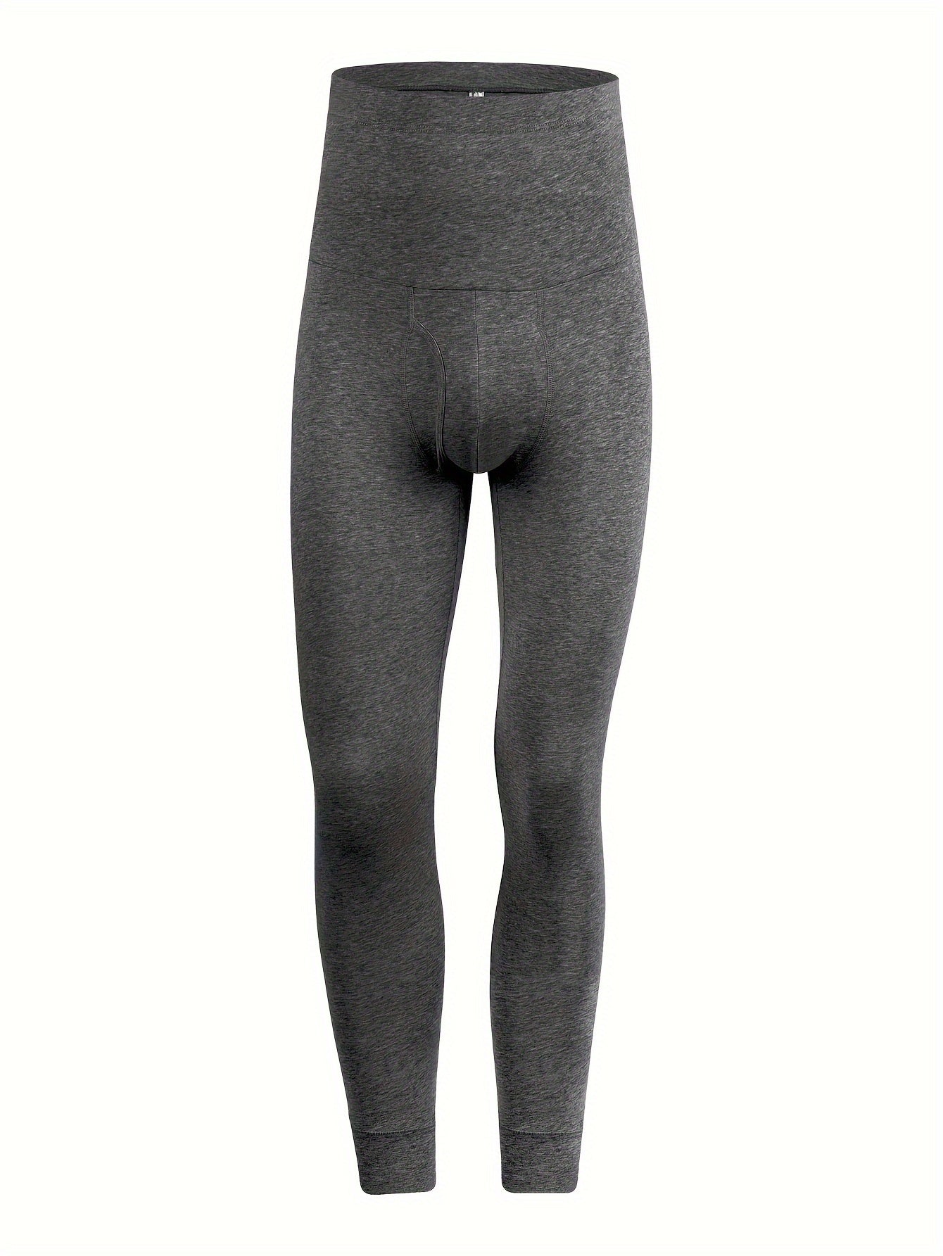 Men's High-Waisted Cotton Leggings Slim Fit Tummy Control Stretch Long for Fall Spring