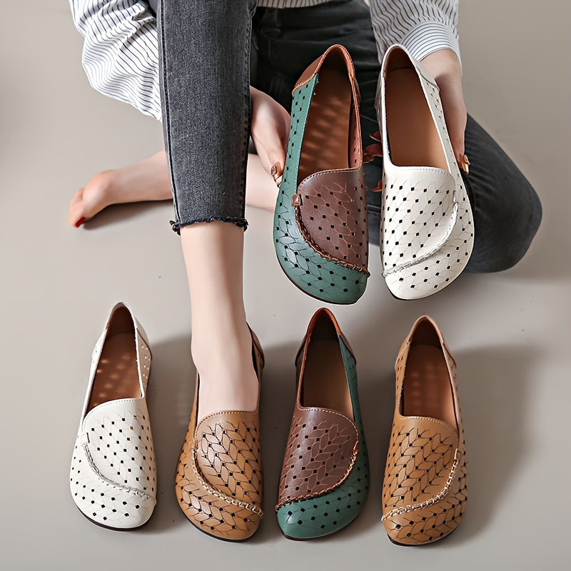 Zapatillas transpirables ligeras para mujer con colores contrastantes y punta cerrada