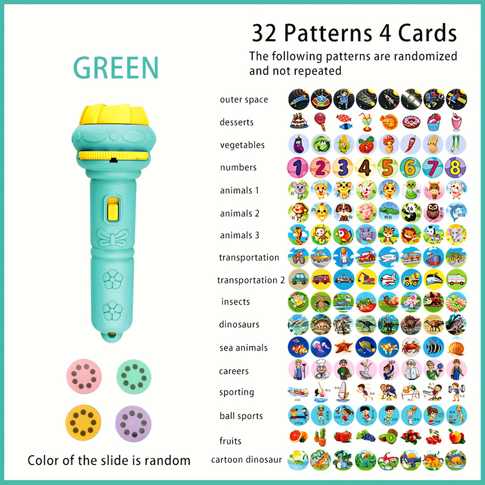 Educational Toy for Ages 3 Plus Winter Fun Projection Flashlight Puzzle Cards with Animal Dinosaur Vehicle and Space Themes