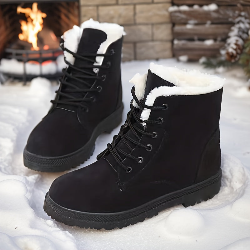 Women's Snow Boots Platform Lace Up Winter Short Boots